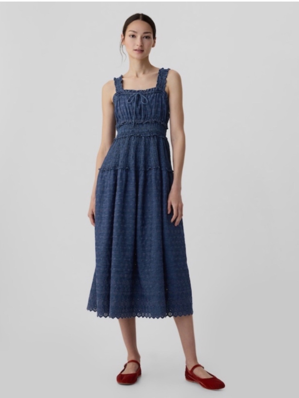 Gap x Doen Eyelet Midi dress Blue Denim